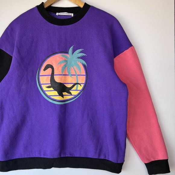 Dangerfield NWOT Black Friday Loch Ness Retro Palm Tree Jumper Sweater Size S - Picture 4 of 8